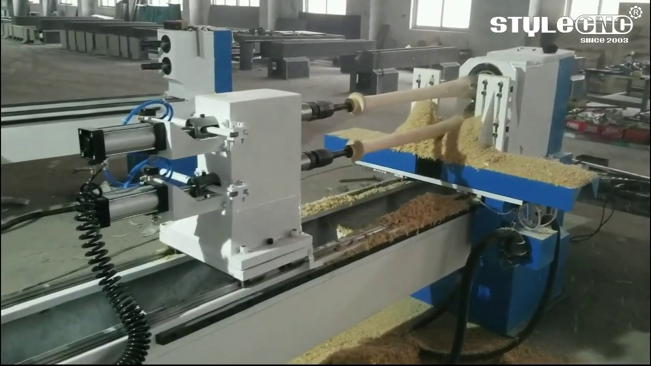 雙主軸自動數控棒球棒木工車床